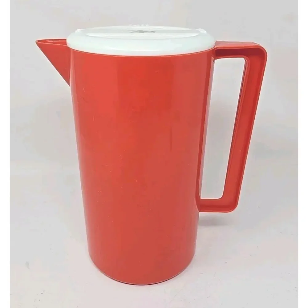 Vtg Anheiser Busch Advertising Juice Plastic Pitcher Red W‎ Lid 9.5